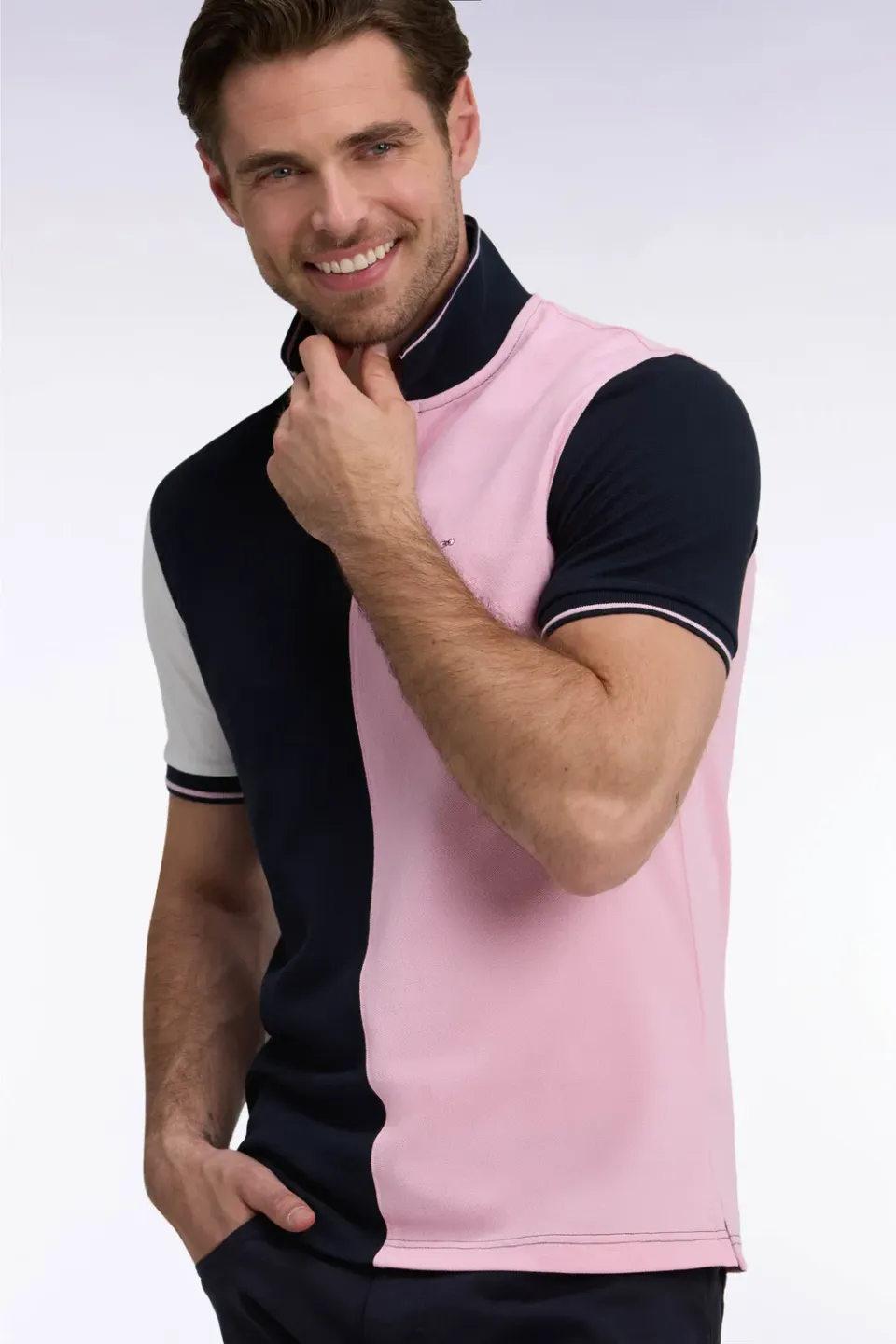 Eden Park polo manches courtes marine rose droit