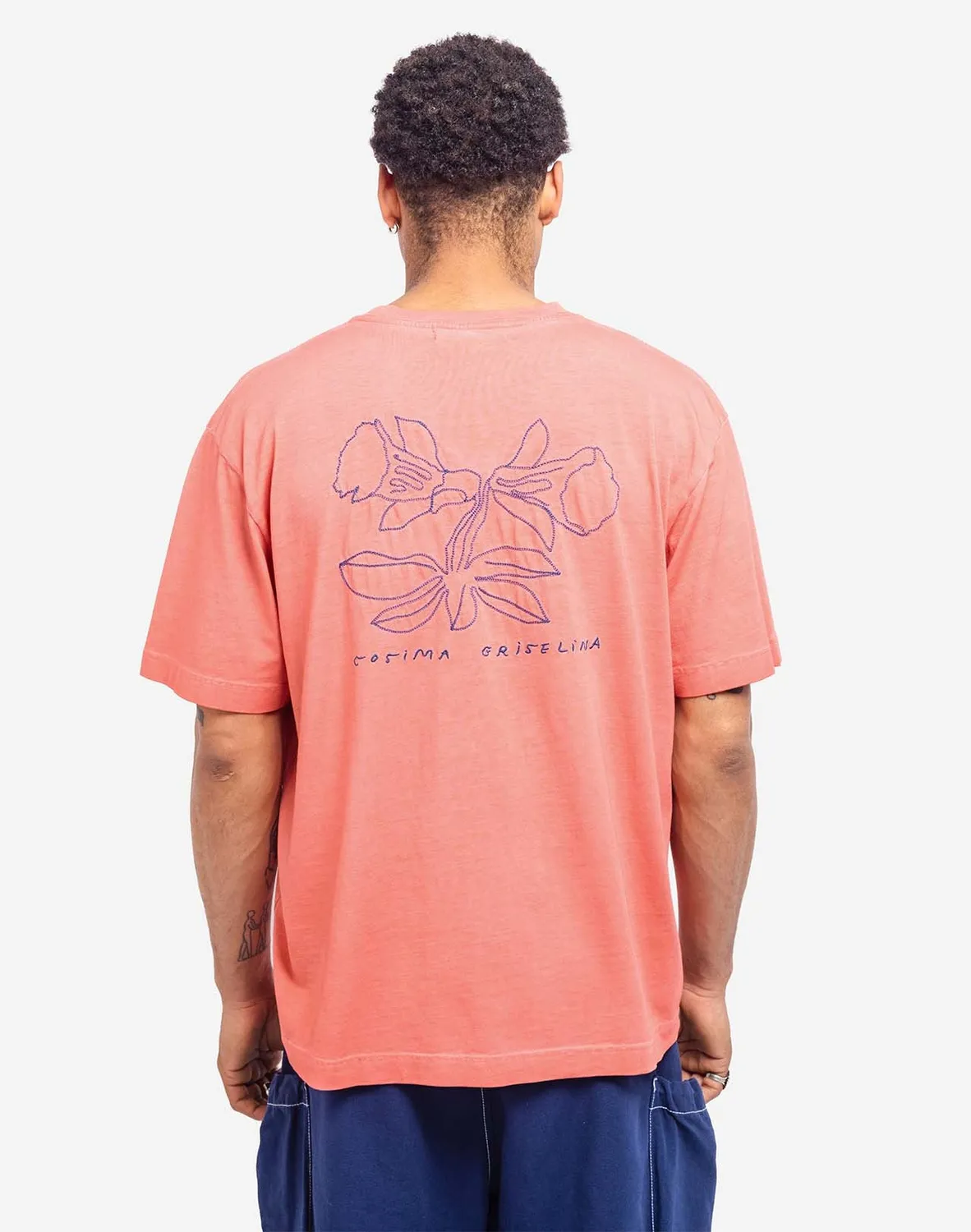 OLOW Cosima t-shirt ample rose minéral brodé