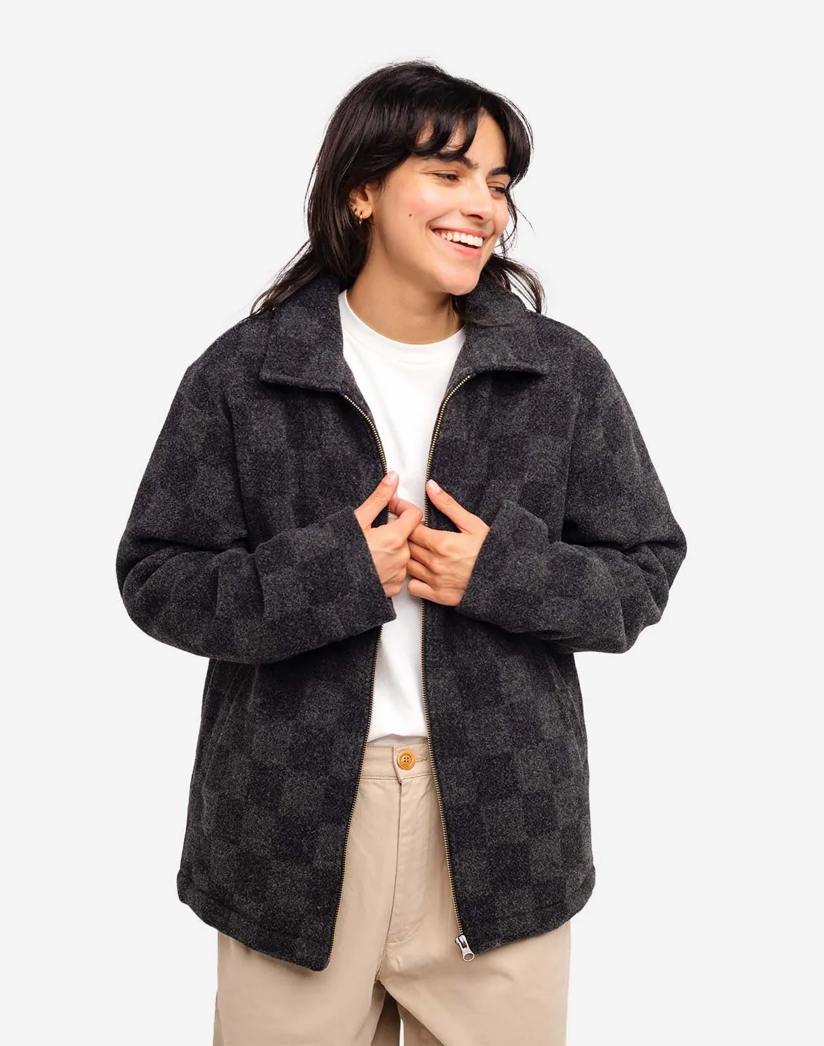 OLOW Sherwood Tregor blouson damier gris noir laine