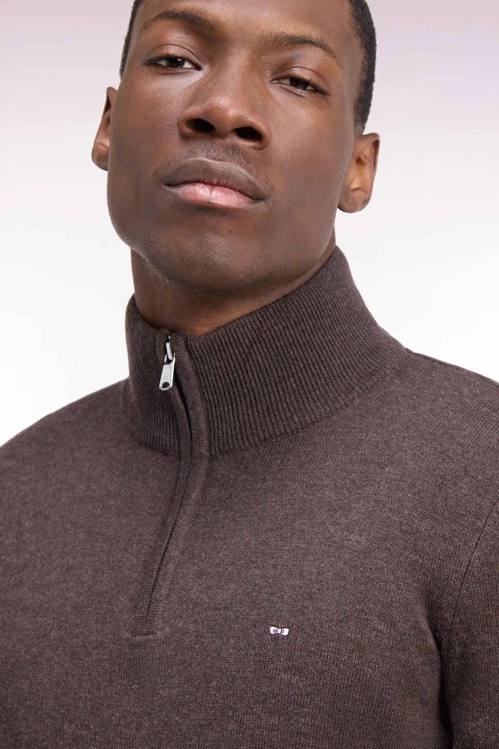 Eden Park pull camionneur marron laine et coton droit