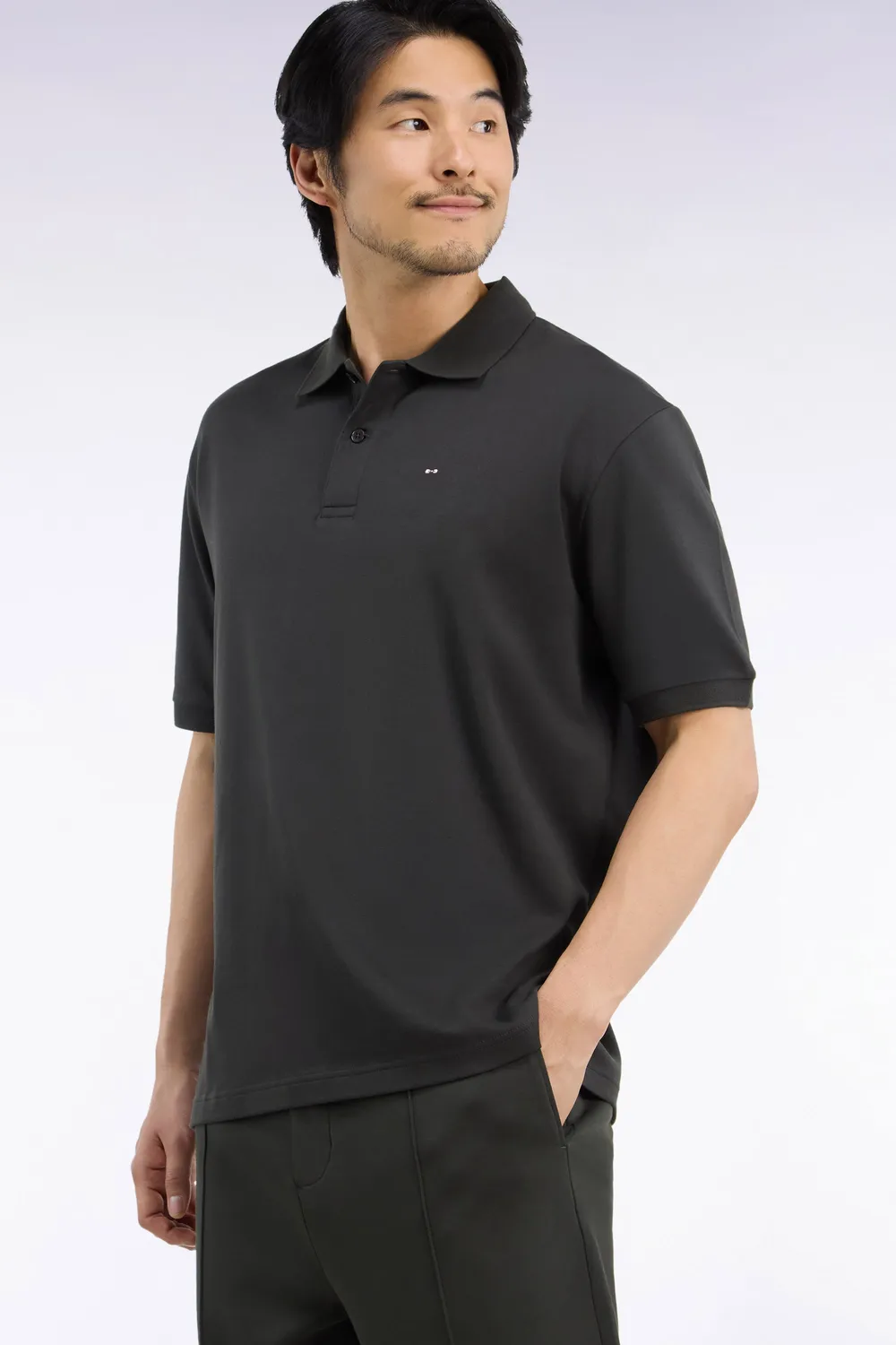 Eden Park Polo manches courtes interlock kaki unisexe