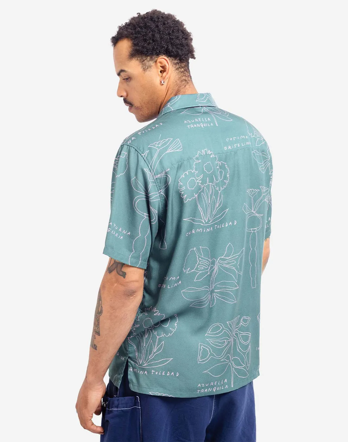 OLOW Aloha Florem chemisette bleu gris Tencel fluide