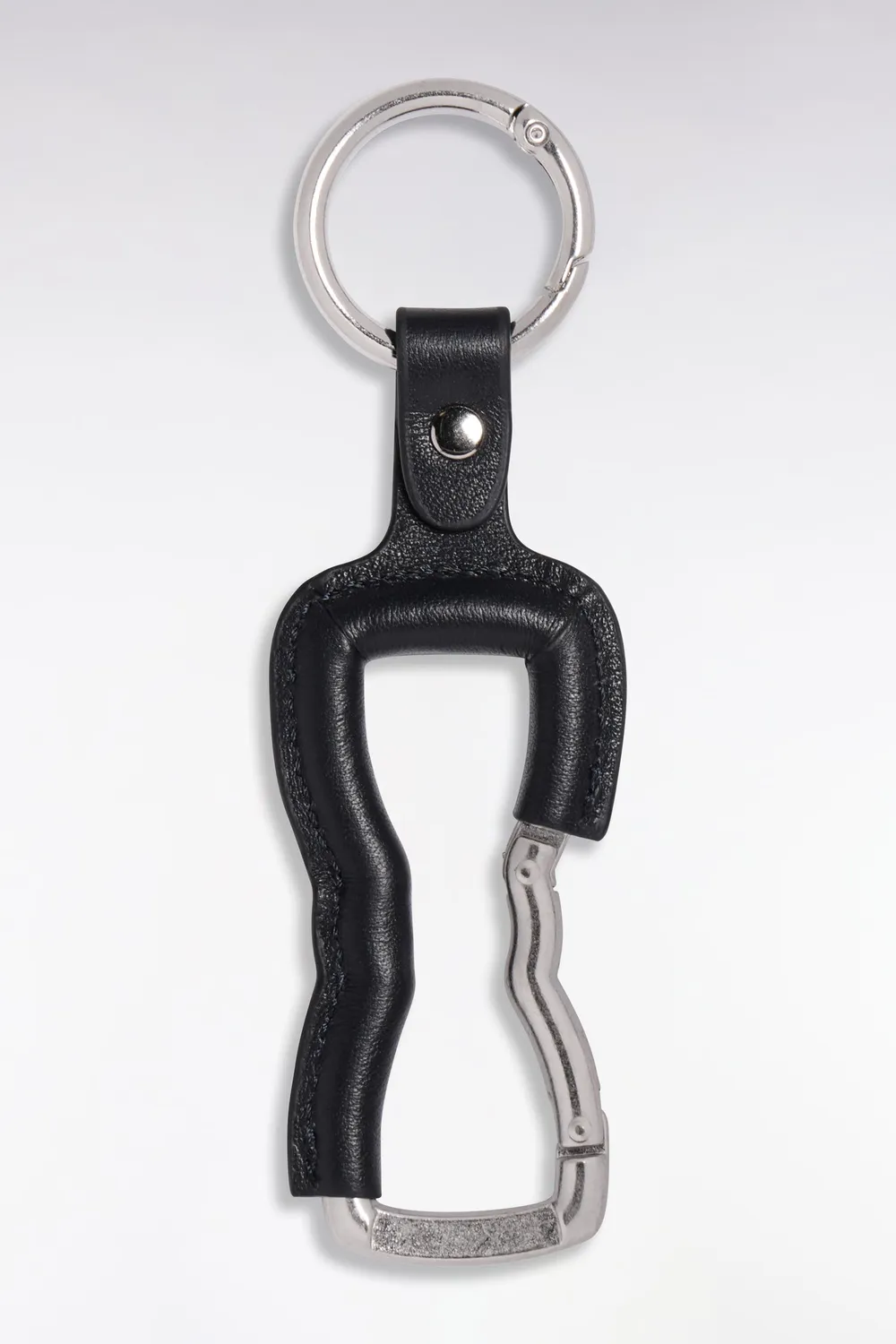 Eden Park Porte-clés mousqueton cuir marine argenté