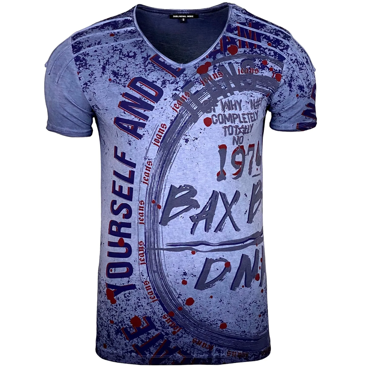Subliminal Mode BX109 t-shirt col V délavé beige