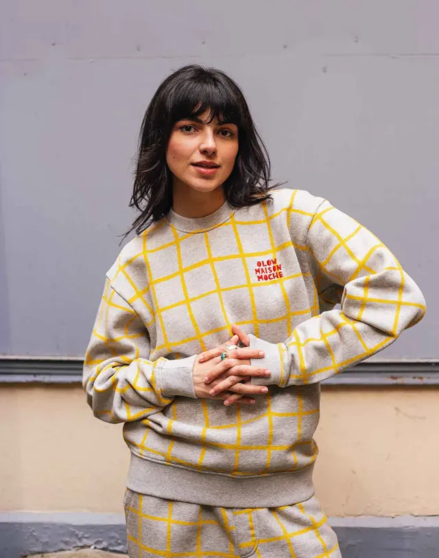 OLOW Pijou sweat gris chiné imprimé artiste