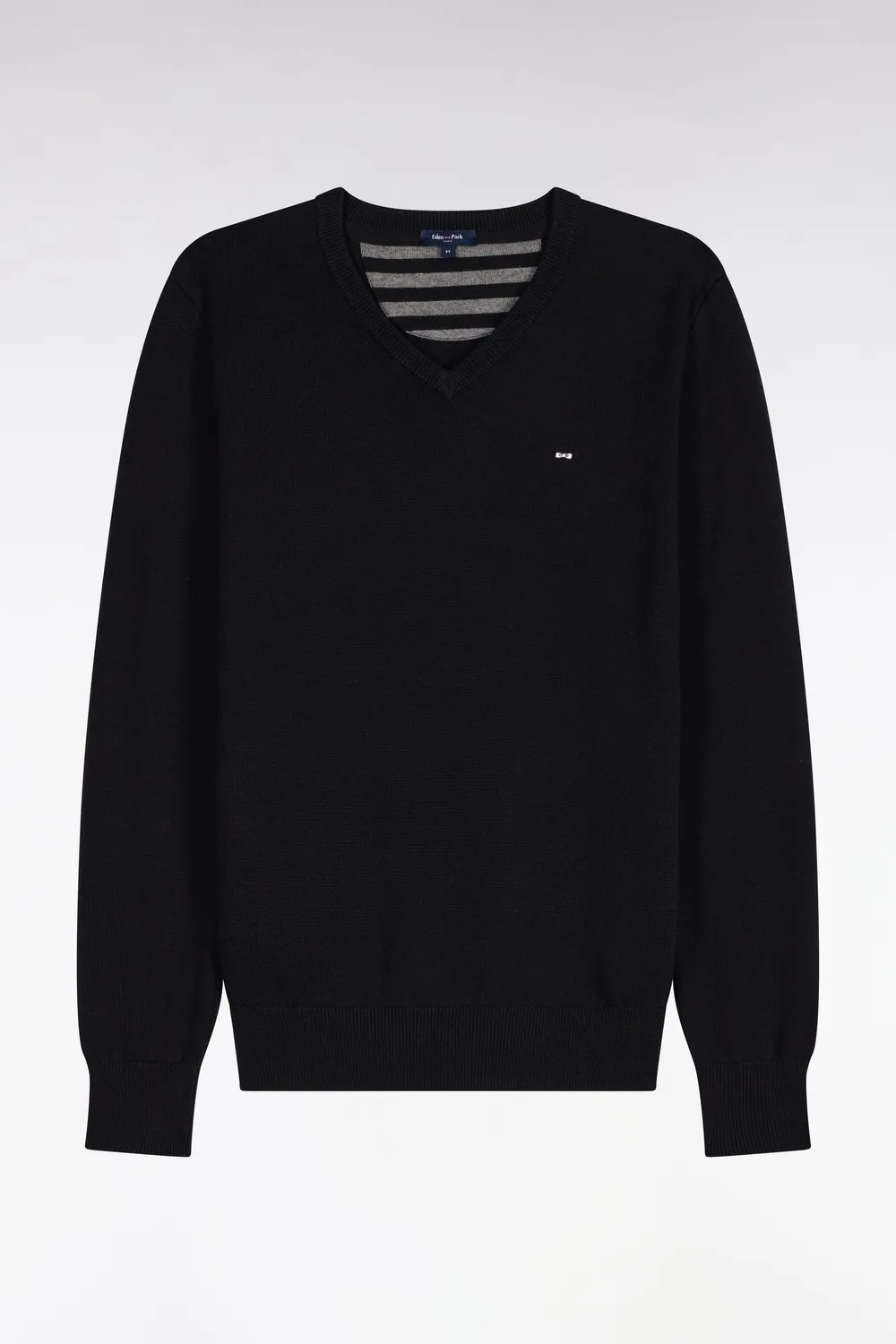 Eden Park H26MAIPU0003 pull laine noir col V droit