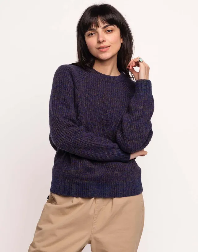 OLOW Equinoxe pull bleu marine chiné mérinos