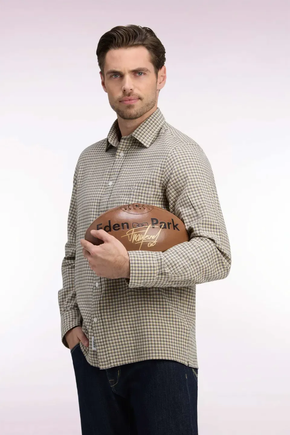 Eden Park Club Classique chemise homme beige à carreaux