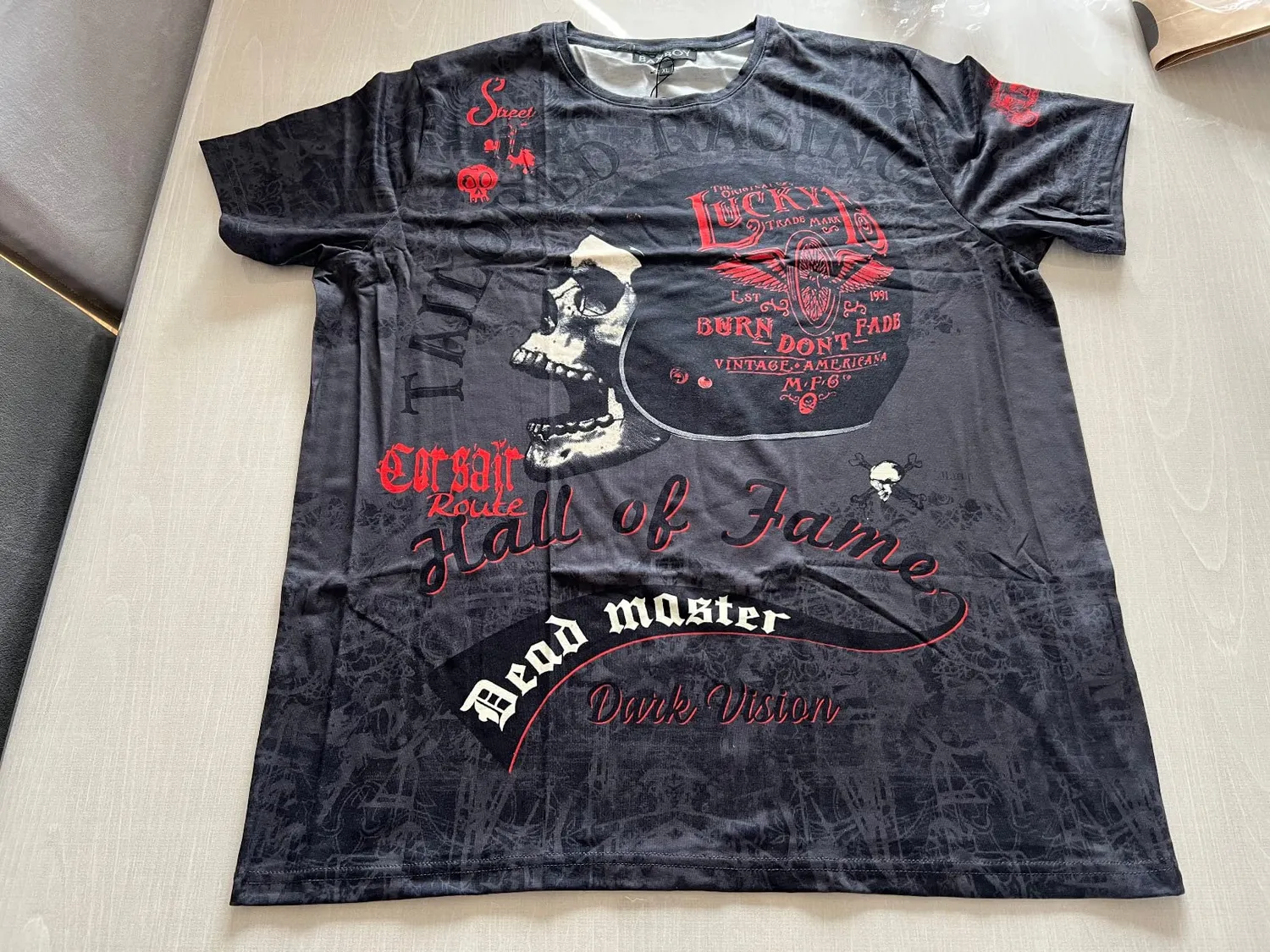 Subliminal Mode BX114 t-shirt tête de mort vert biker