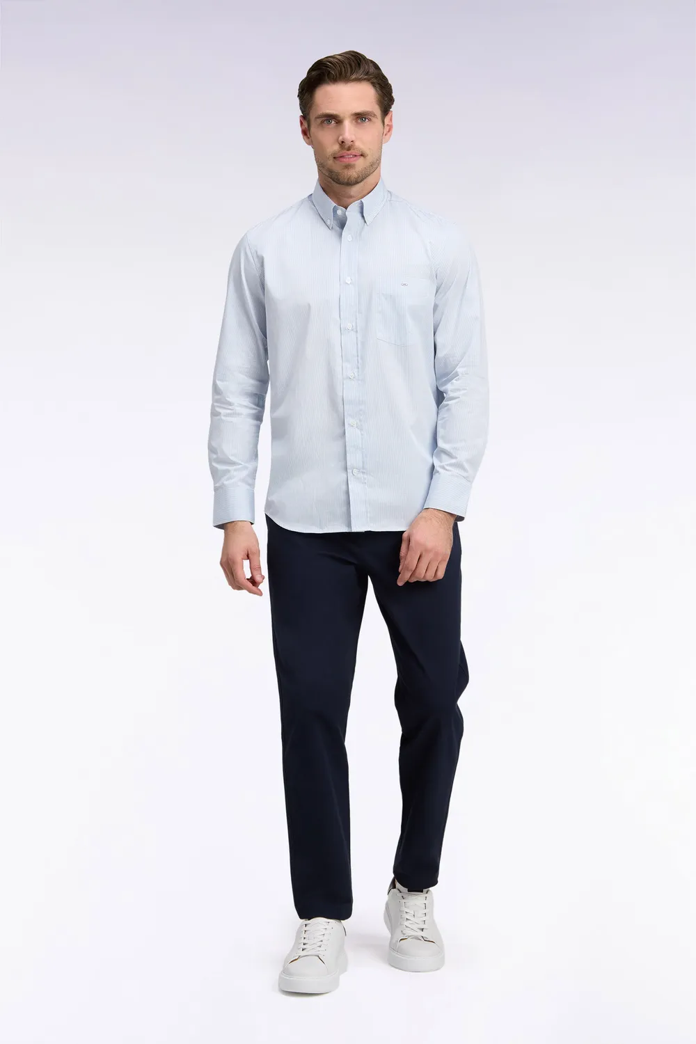 Eden Park chino piqué coton stretch marine regular homme