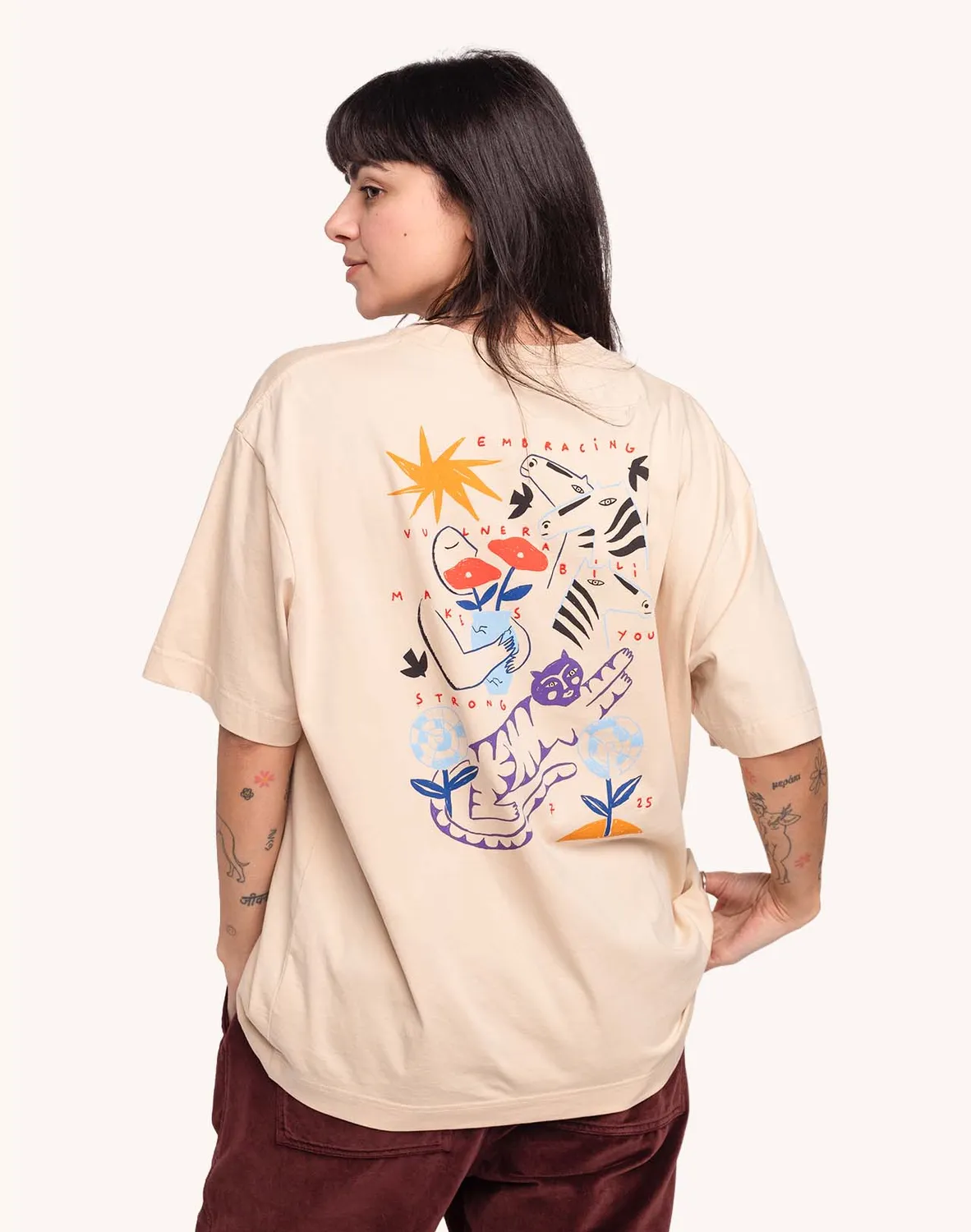 OLOW Strong t-shirt crème coton bio brodé