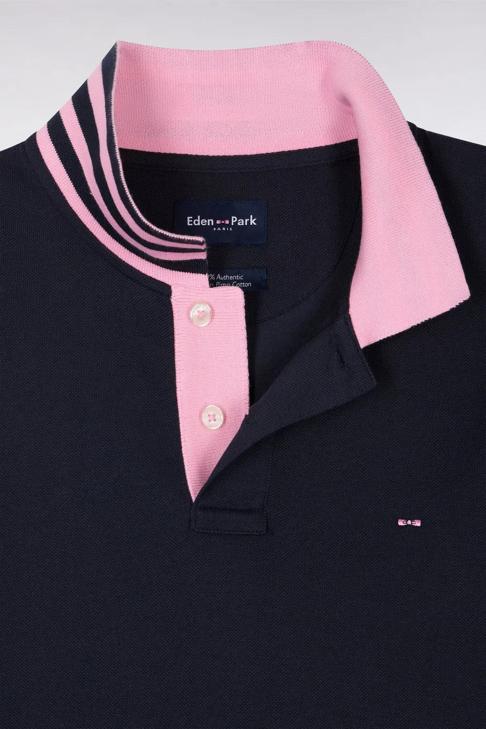 Eden Park polo coton pima bleu marine manches courtes