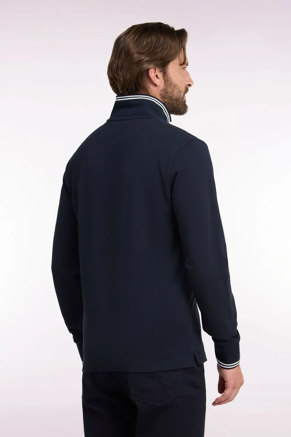 Eden Park College polo homme marine manches longues coton
