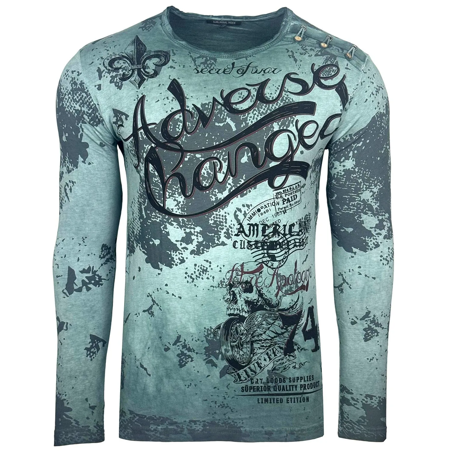 Subliminal Mode BX706 t-shirt manches longues noir délavé