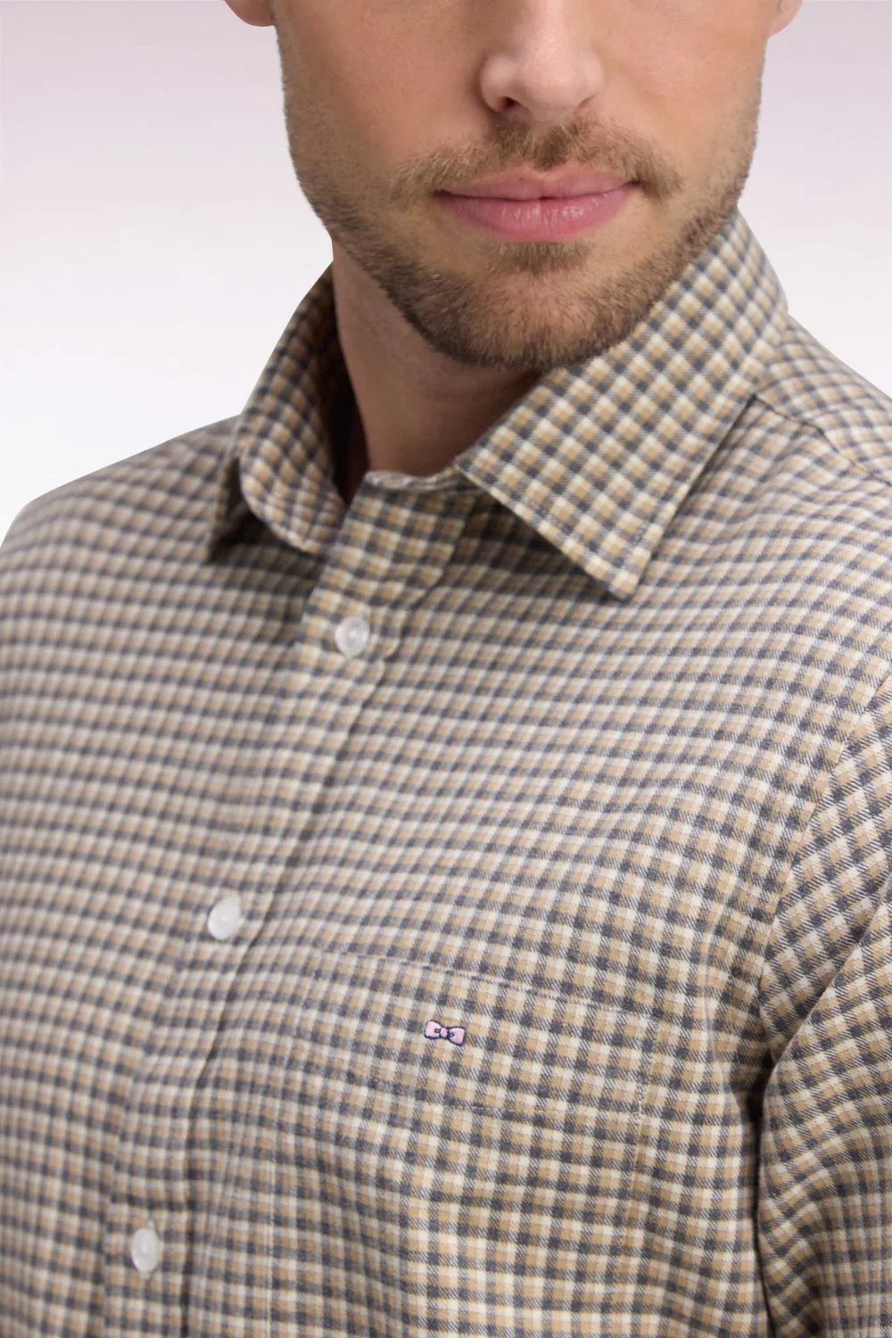 Eden Park Club Classique chemise homme beige à carreaux