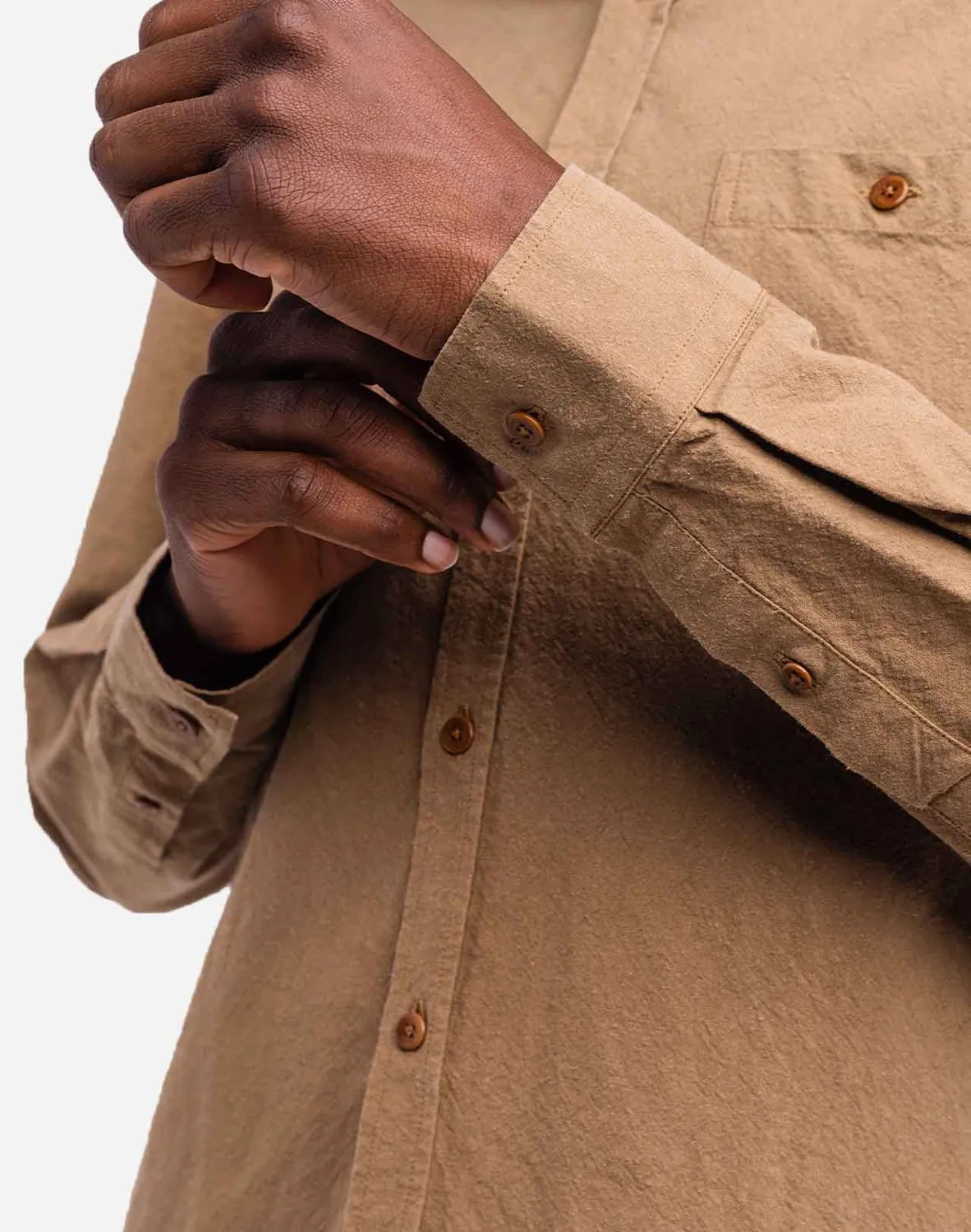 OLOW Classico Afel chemise taupe coton chanvre