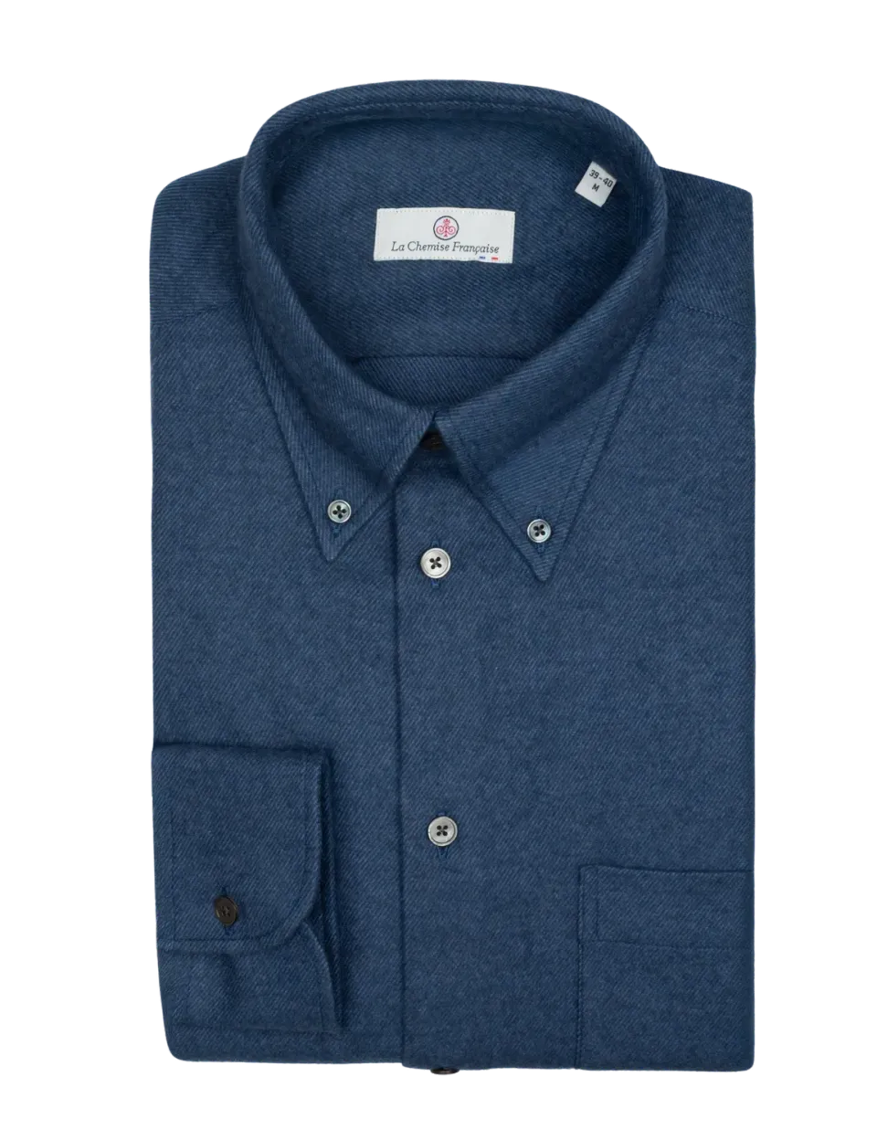 La Chemise Française Flanelle Bleu Marine chemise homme col boutonné