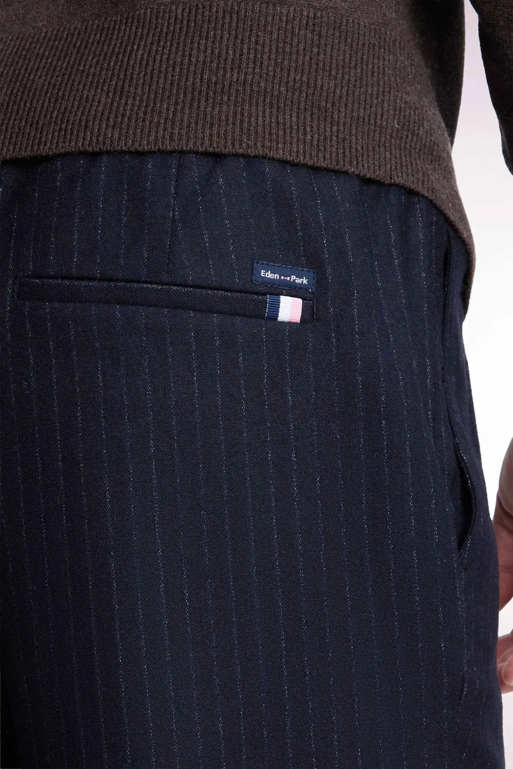 Eden Park Club pantalon flanelle rayée marine Modern