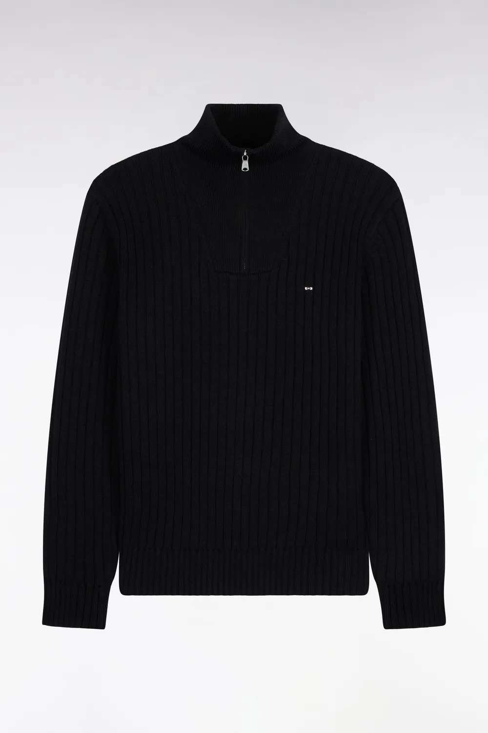 Eden Park pull col camionneur noir laine coton droit