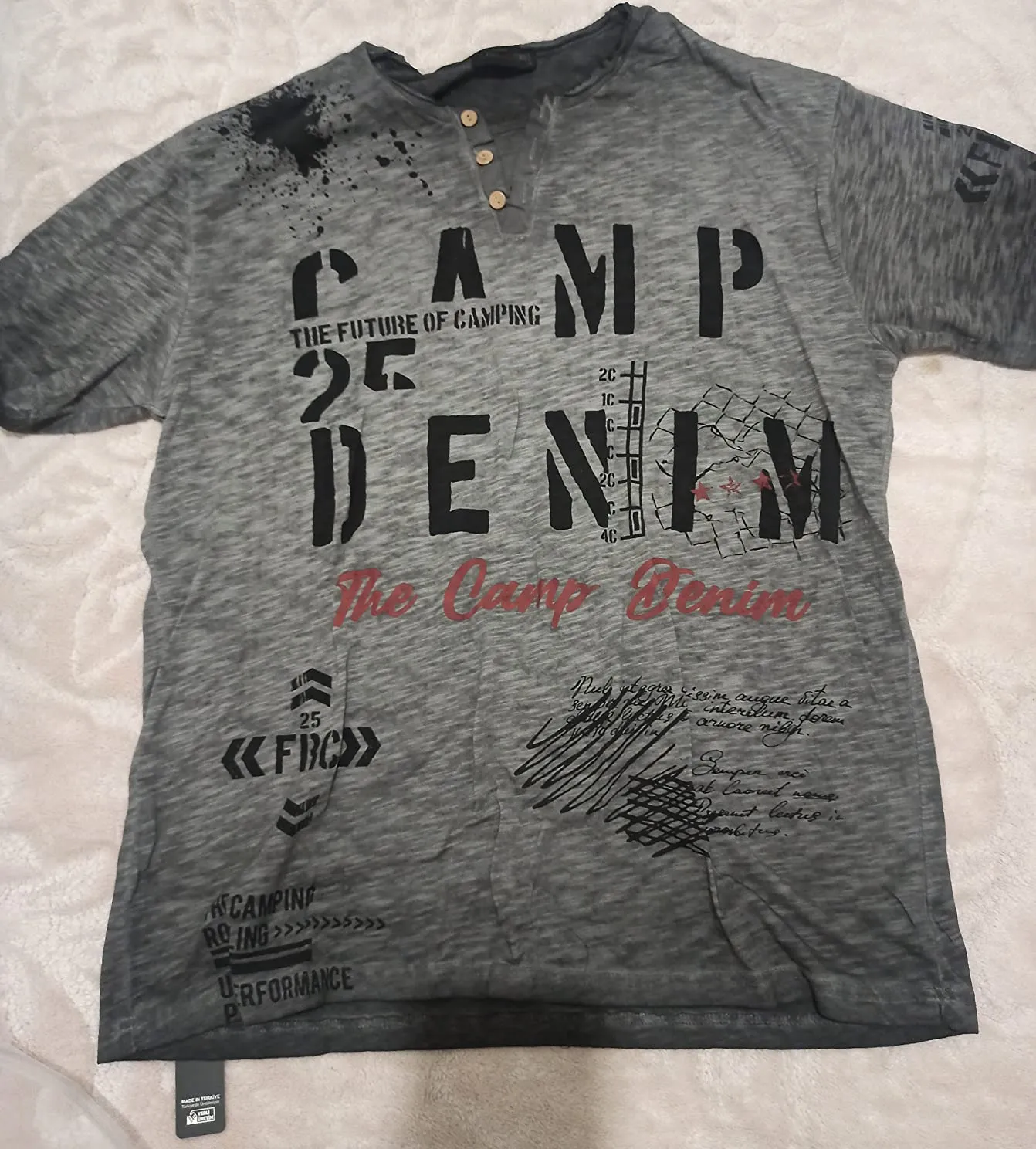 Subliminal Mode BX152 t-shirt col rond L bleu jean délavé