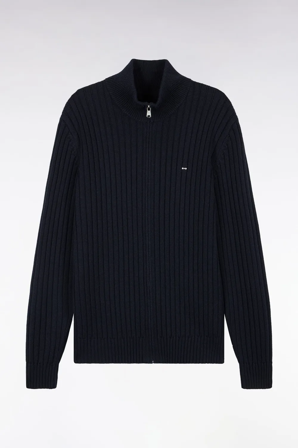 Eden Park cardigan zippé laine coton marine droit