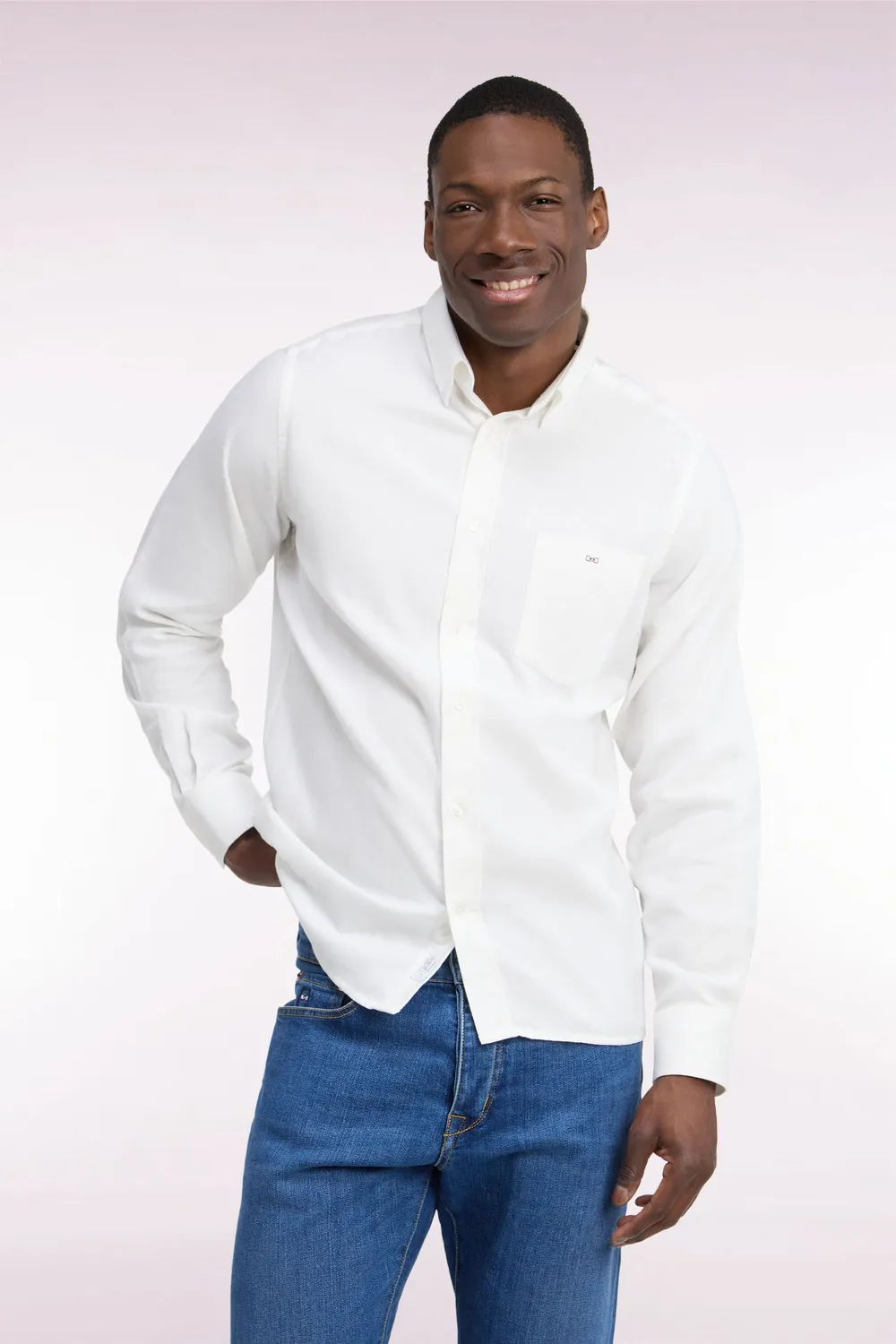 Eden Park chemise coton ivoire coupe droite homme