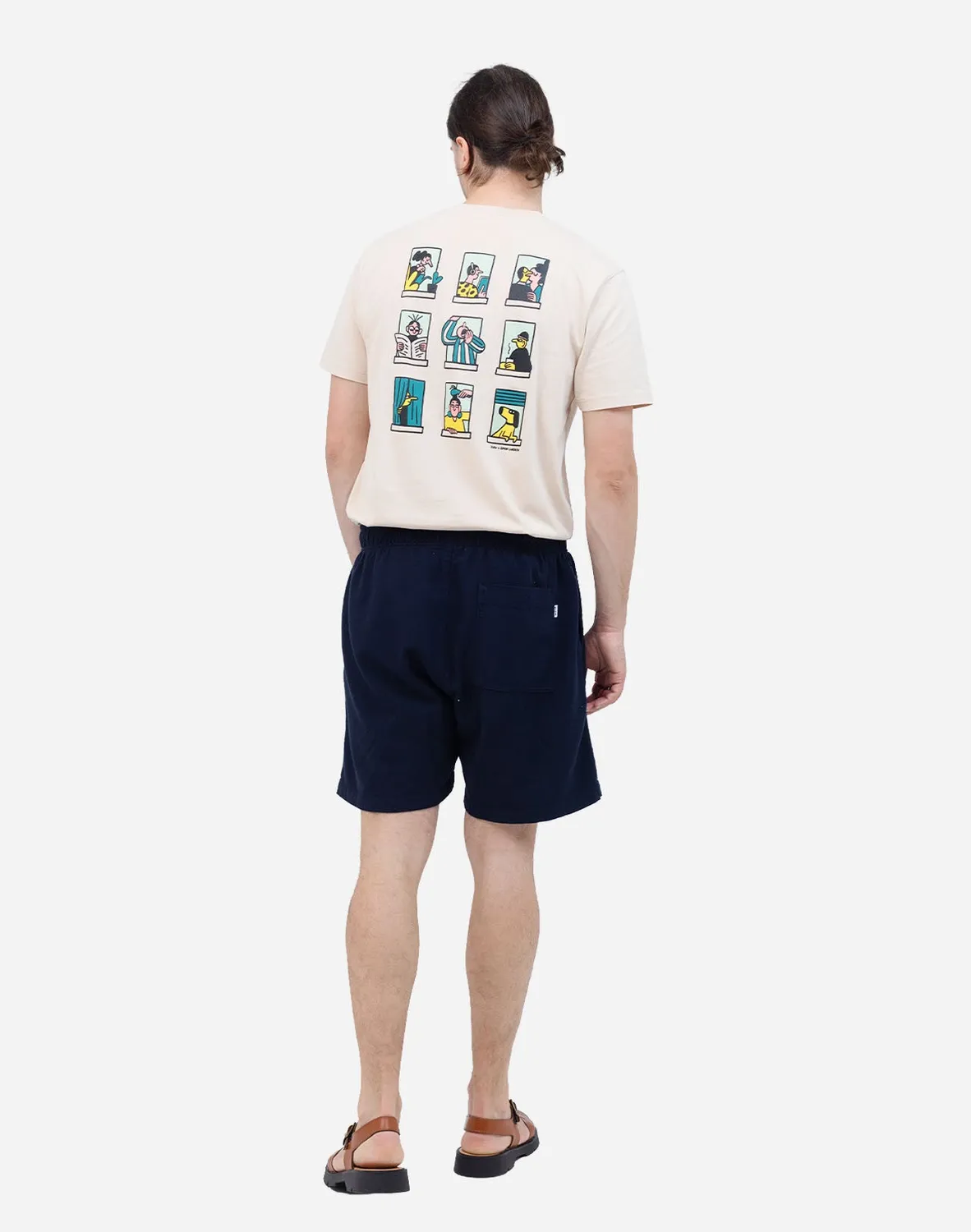Olow Gujo short bleu marine coton texturé
