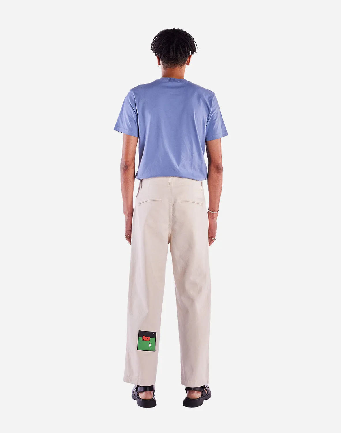 OLOW Gamal Ona écru pantalon coton bio patchs