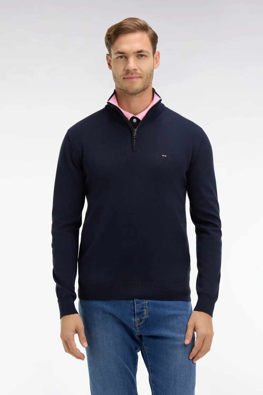 Eden Park pull col camionneur coton bleu marine homme