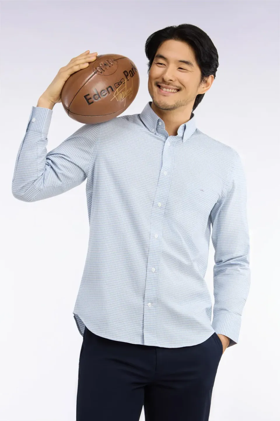 Eden Park Legend chemise homme bleu ciel carreaux Vichy