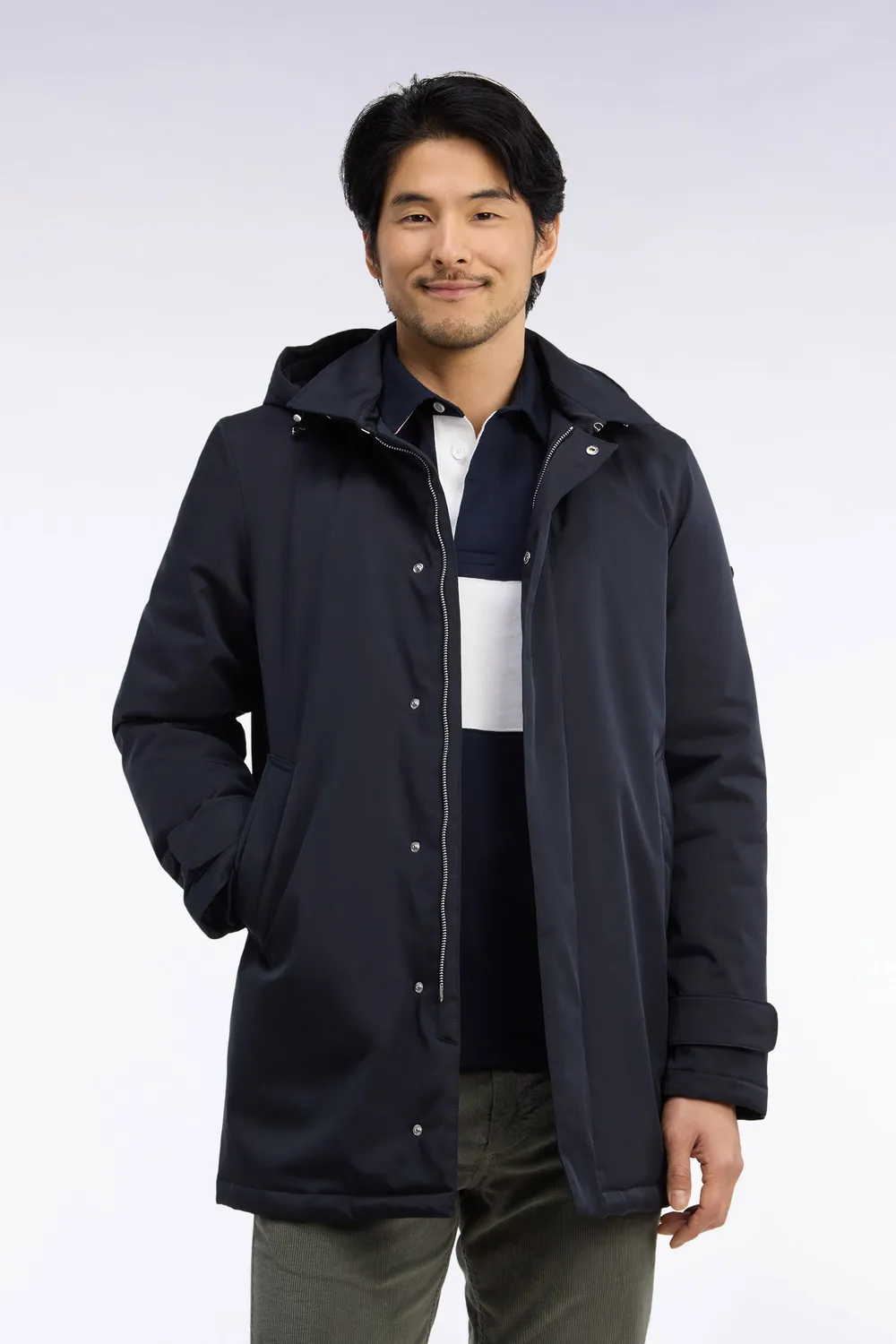 Eden Park imperméable nylon noir capuche amovible M