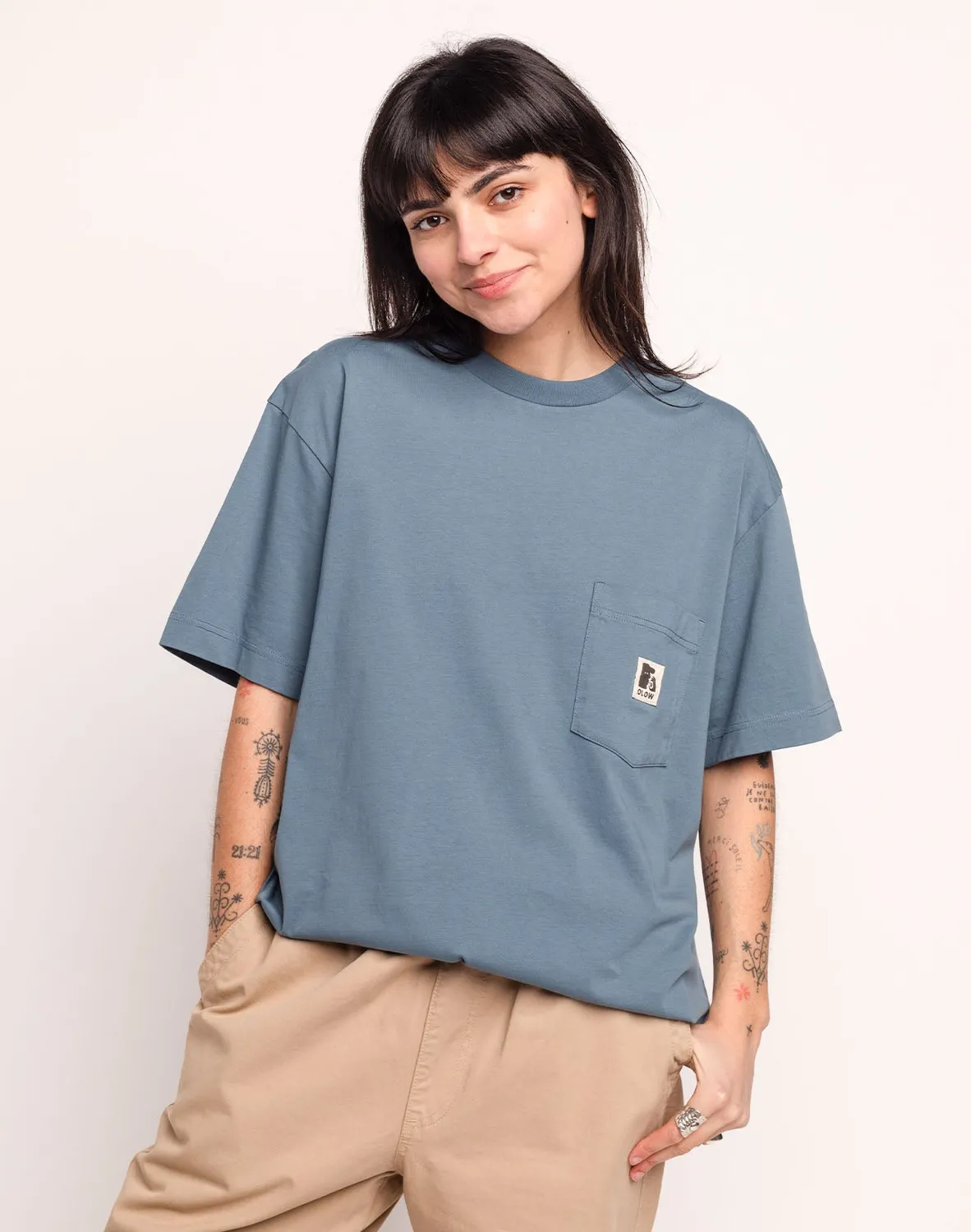 OLOW Japo t-shirt bleu acier coupe ample