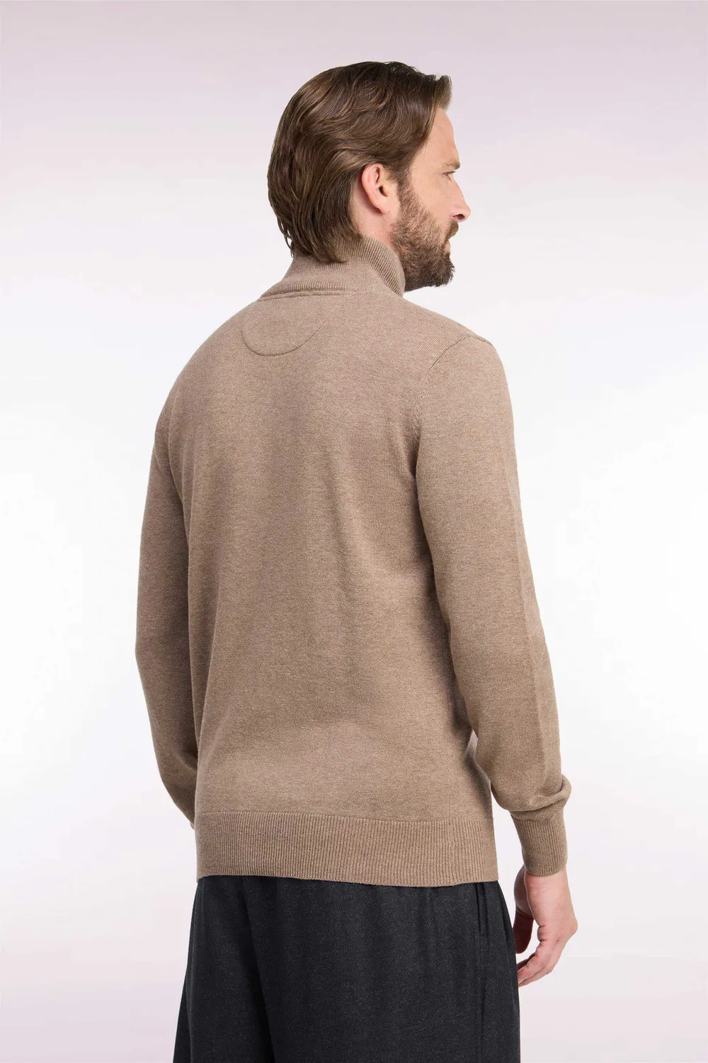 Eden Park cardigan zippé marron laine coton homme