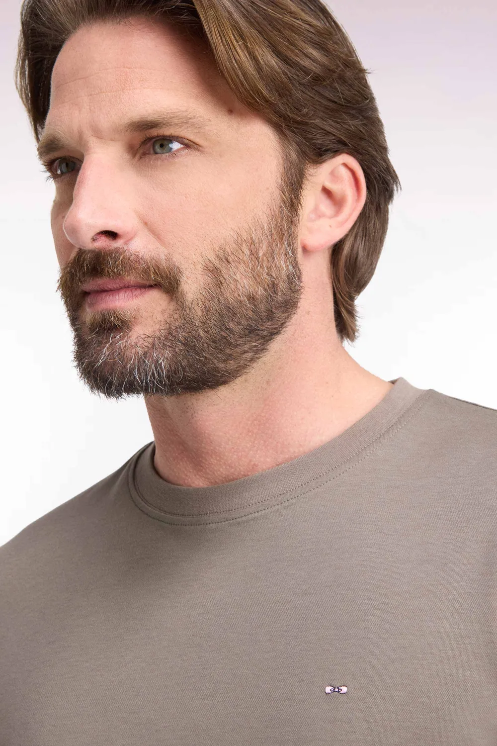 Eden Park t-shirt coton beige coupe droite col rond