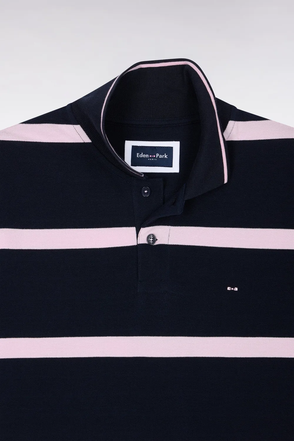 Eden Park Tricolore polo rayé coton marine manches courtes