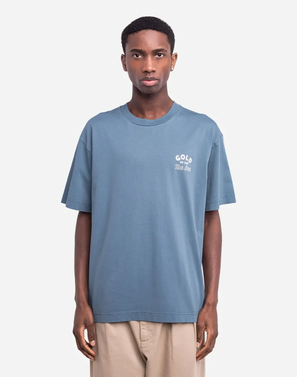 OLOW Gold t-shirt bleu acier coton bio