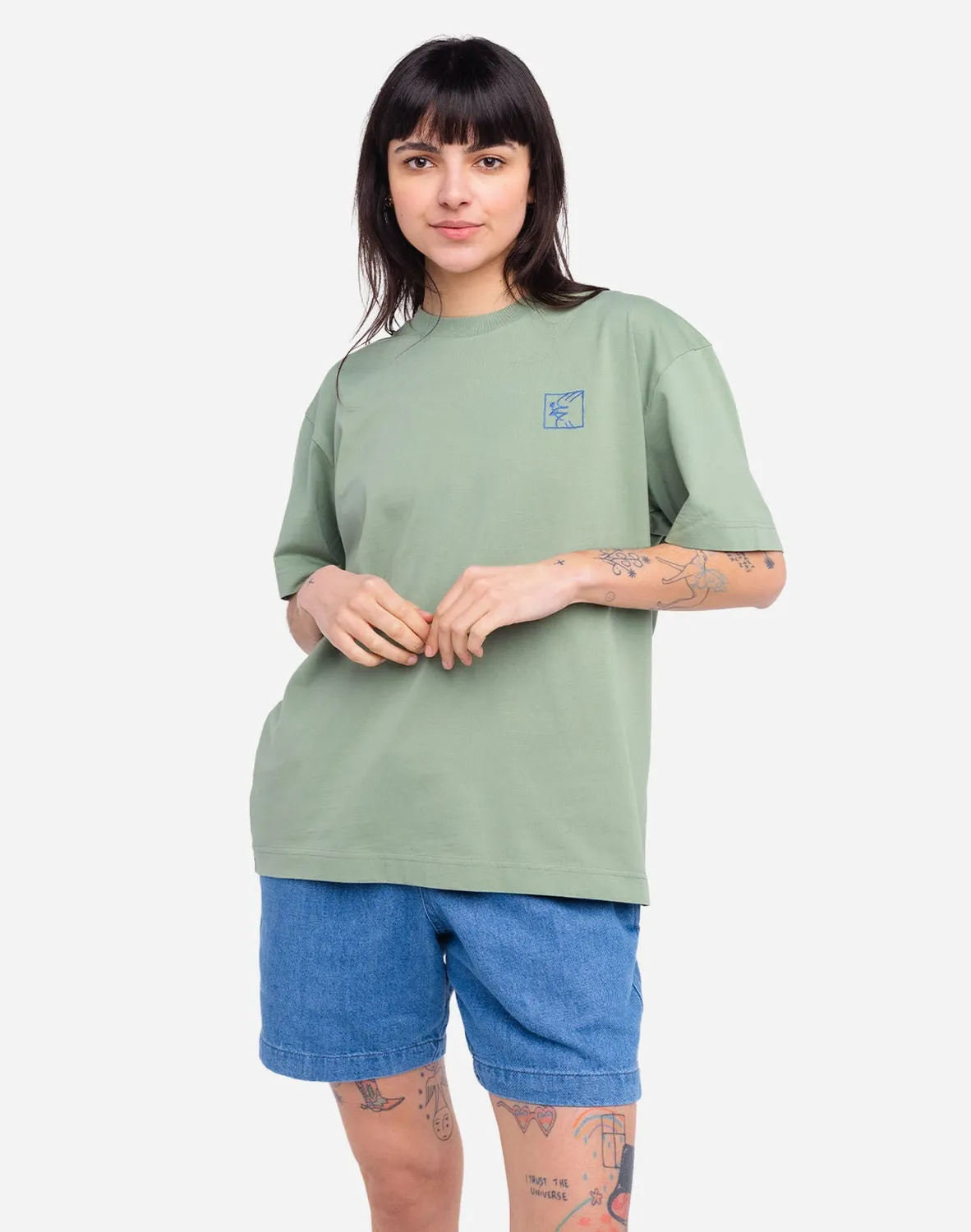 OLOW Pomba t-shirt ample vert sauge coton bio