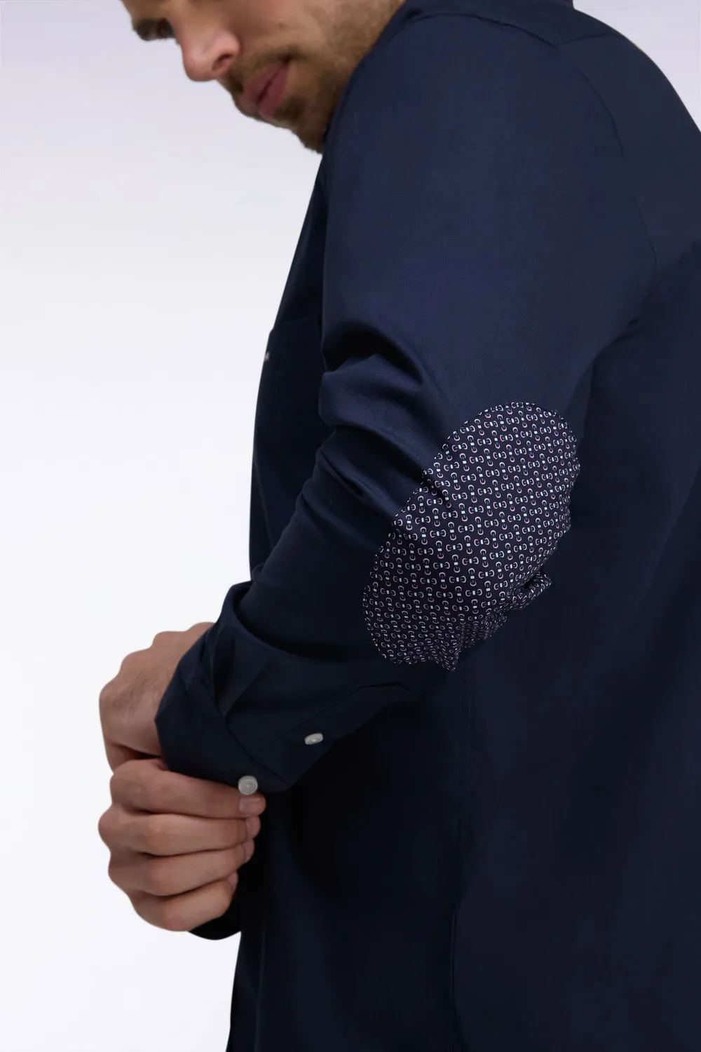 Eden Park chemise marine coton micromotifs homme droite