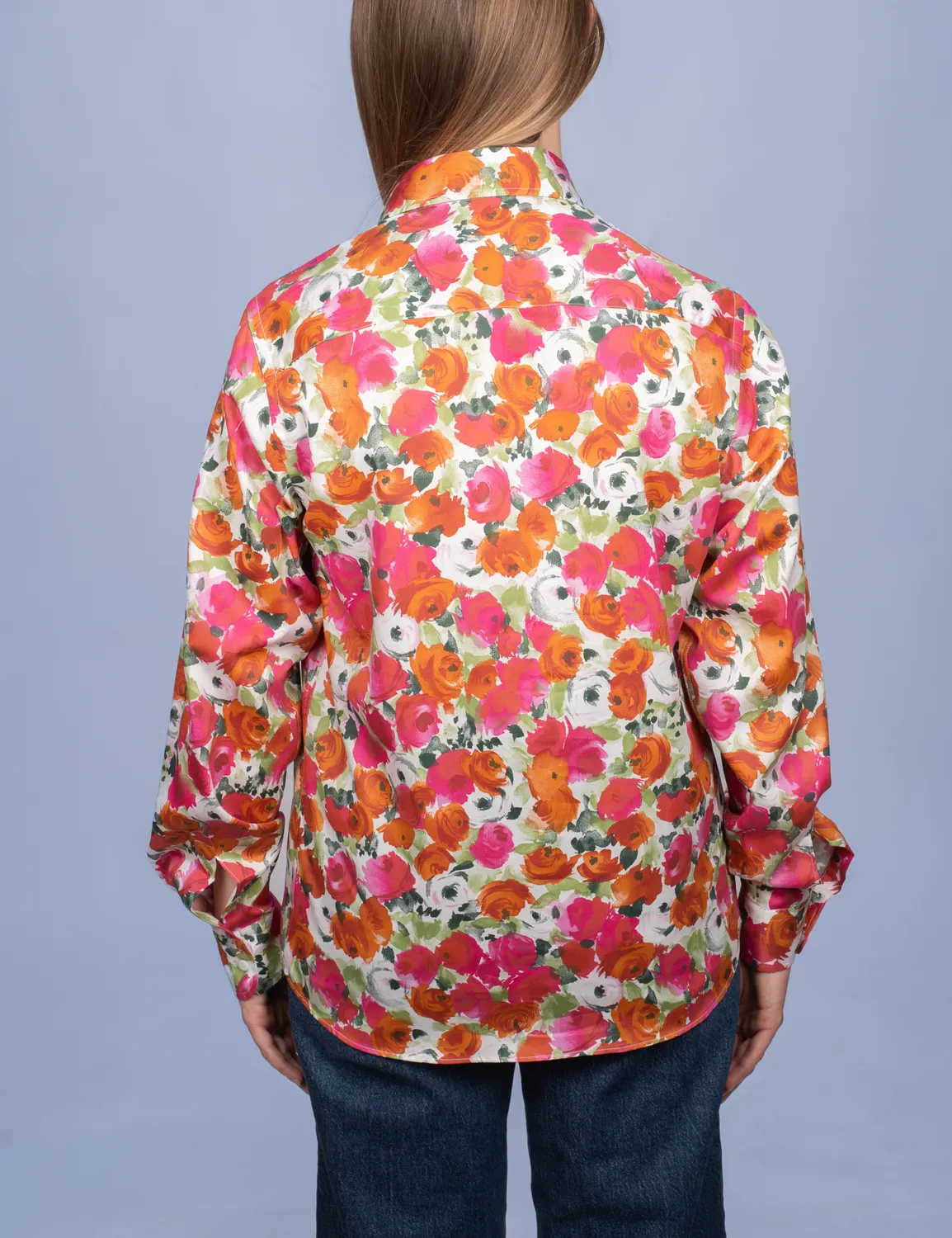 La Chemise Française Roseraie Rouge chemisier fleurs fond clair
