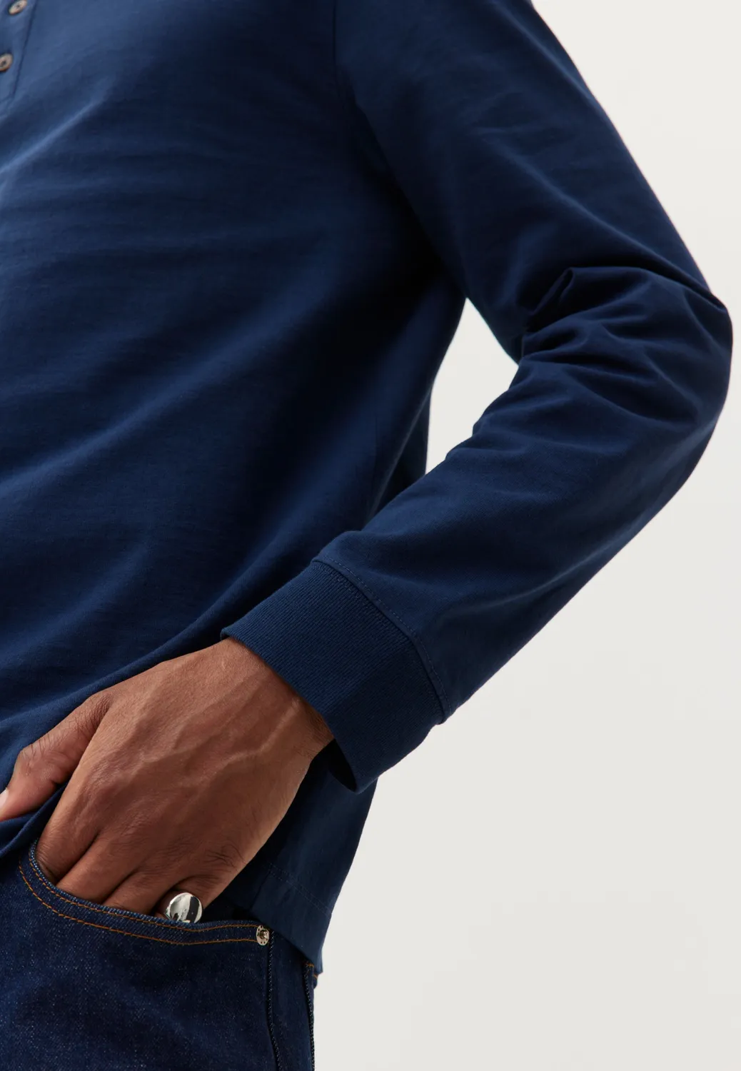 Loom Le Henley t-shirt manches longues bleu marine