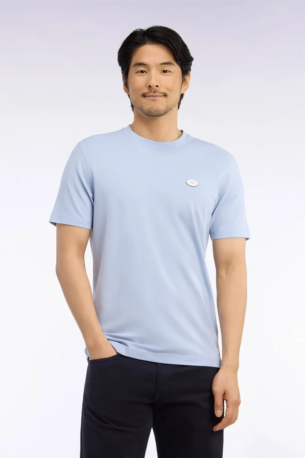 Eden Park t-shirt bleu ciel coton poche golf droit