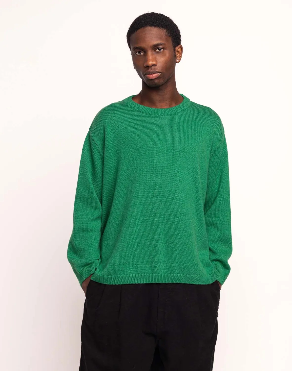 Olow Imeji pull vert mérinos coupe ample