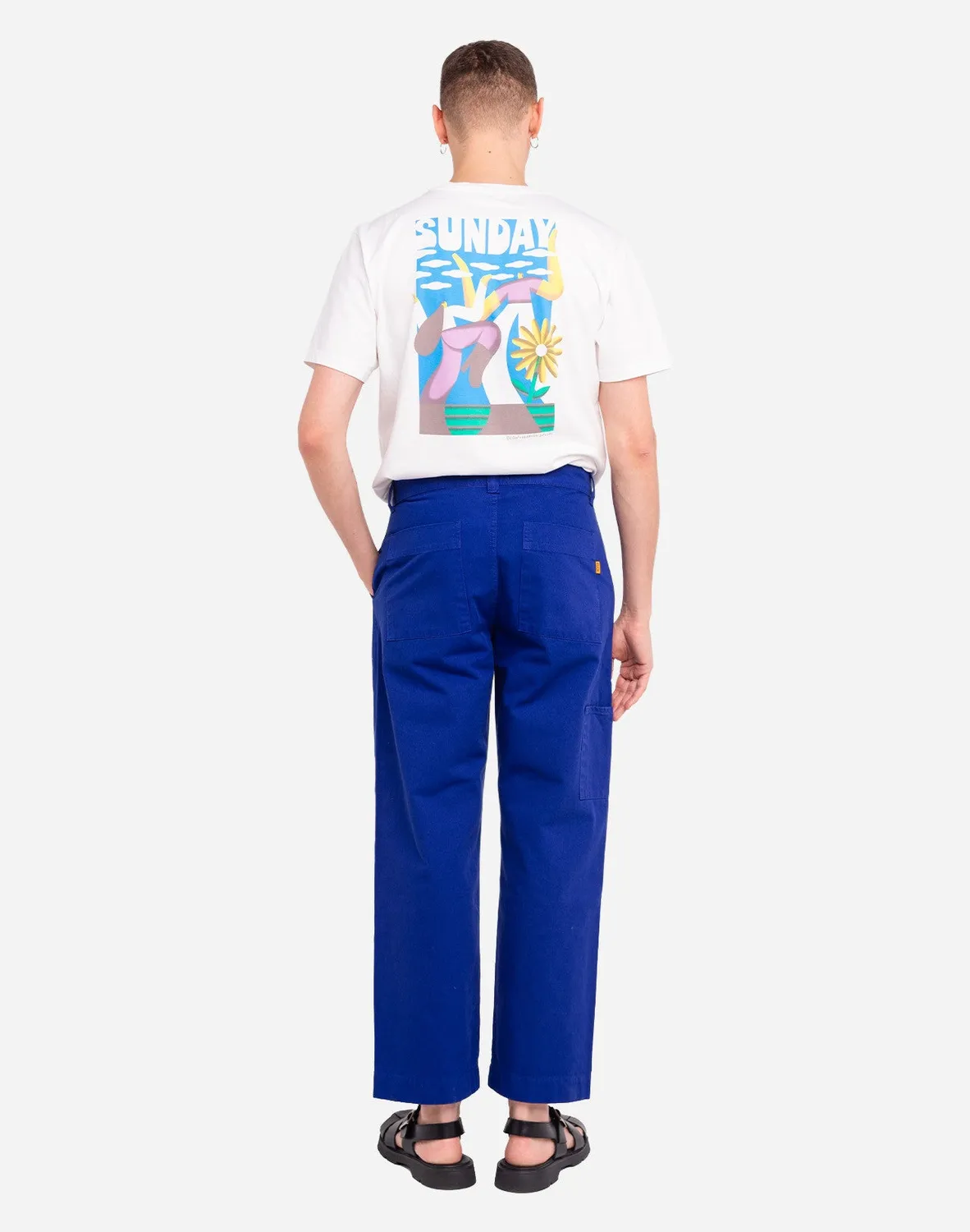 OLOW Chuck pantalon bleu roi serge coton bio