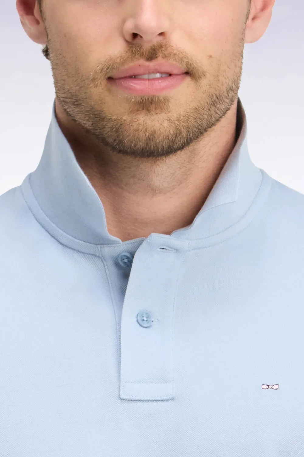 Eden Park polo manches longues Pima bleu ciel