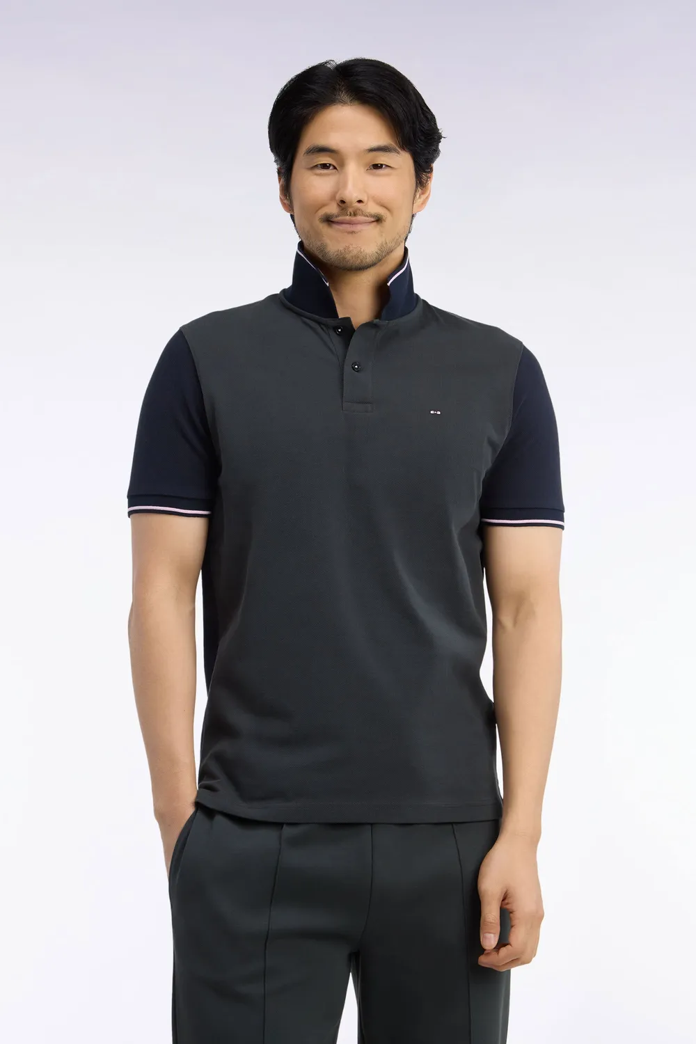 Eden Park polo piqué coton kaki marine dos brodé homme
