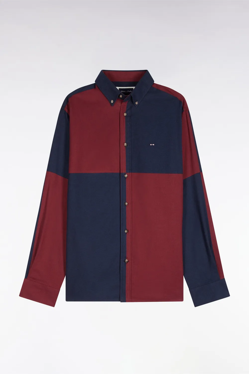 Eden Park Chemise Coton Marine Bordeaux Motif Cadrans Droite