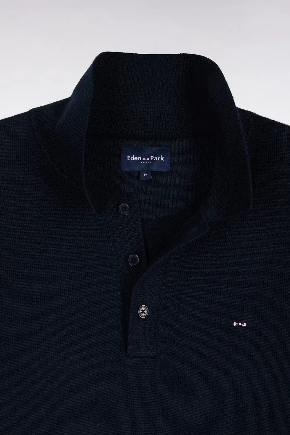 Eden Park Pull col polo laine mérinos marine homme