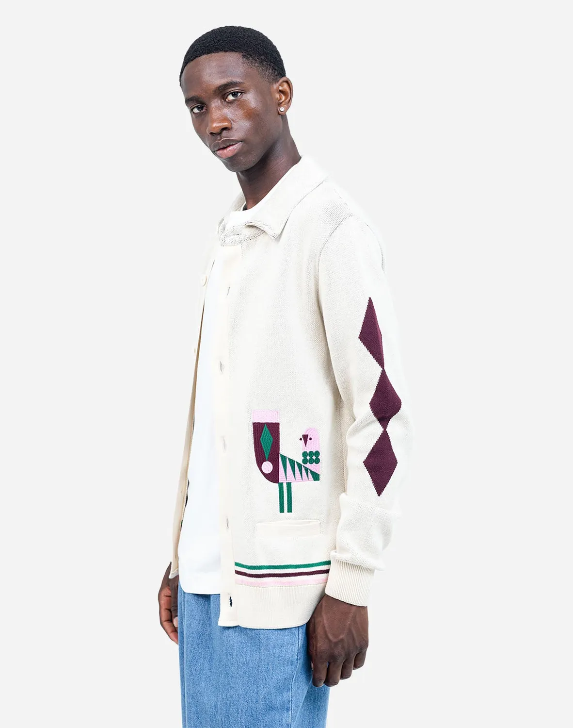 Olow Paja gilet écru coton brodé