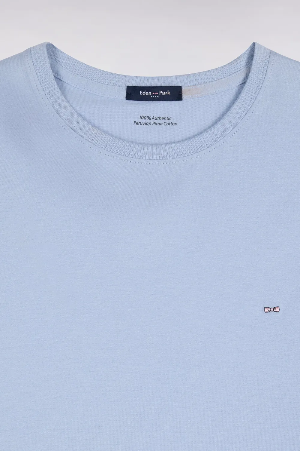 Eden Park t-shirt coton bleu ciel col rond coupe droite