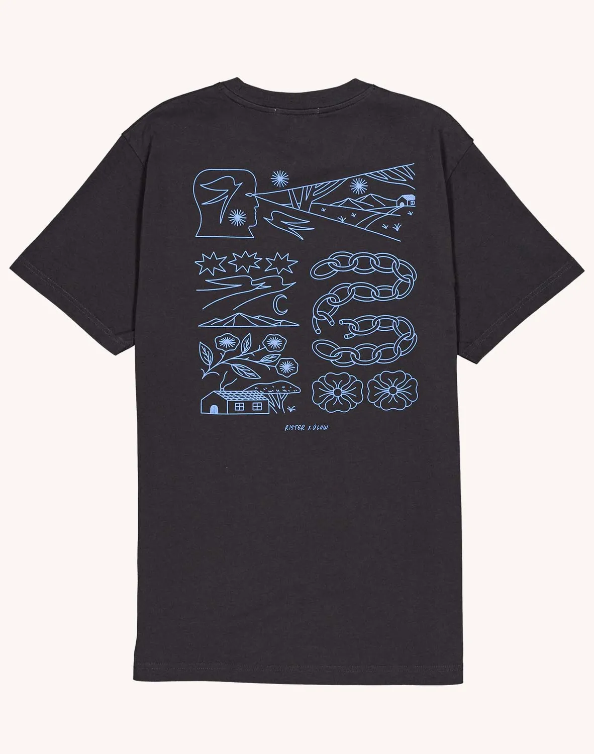 OLOW Awake T-shirt coton bio noir carbone col rond